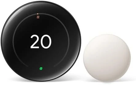 Google Nest Learning Thermostat (4th Gen) with Nest Temperature Sensor (2nd Gen) - Polished Obsidian